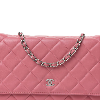Chanel Lambskin Quilted Wallet On Chain WOC Pink 10 of 11