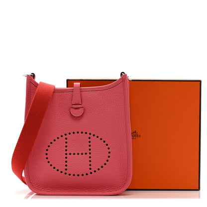 Hermes Taurillon Clemence Amazone Evelyne TPM Rose Azalee Rouge Pivoine 11 of 12