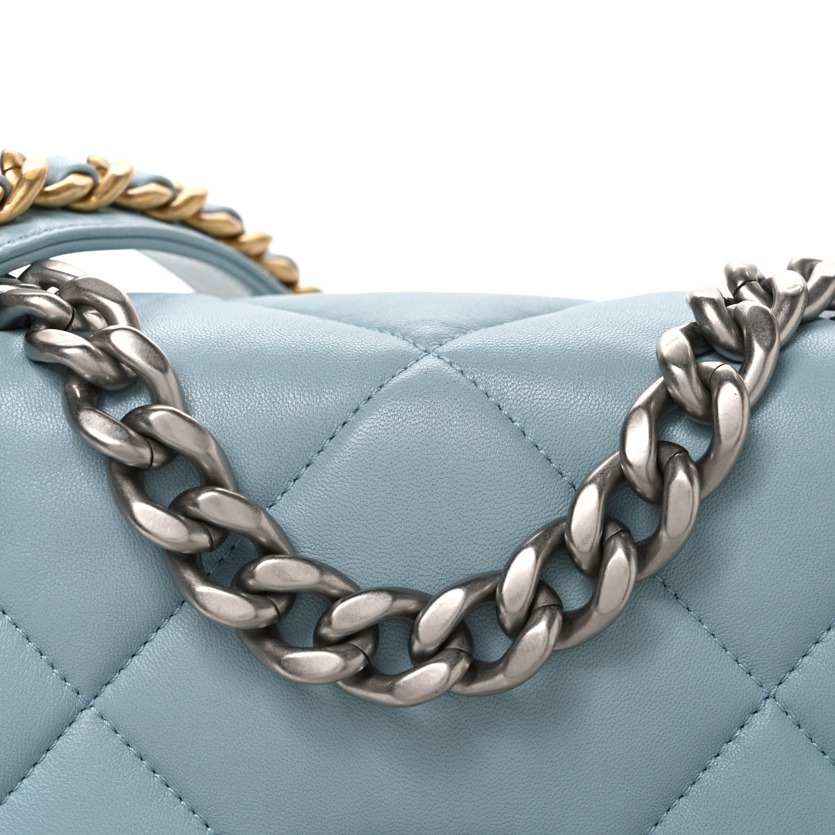 Lambskin Quilted Medium Chanel 19 Flap Light Blue