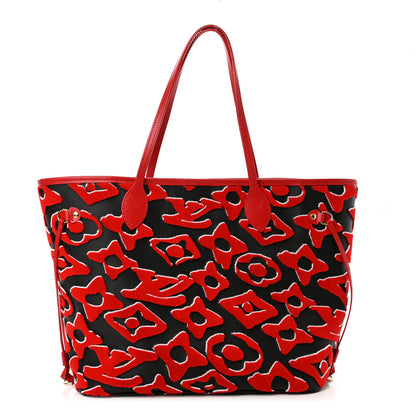 Louis Vuitton X UF Tufted Monogram Neverfull MM Black Red 1 of 10