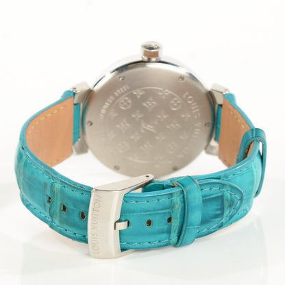 Louis Vuitton Stainless Steel Alligator 39mm Tambour Quartz Watch 4 of 8