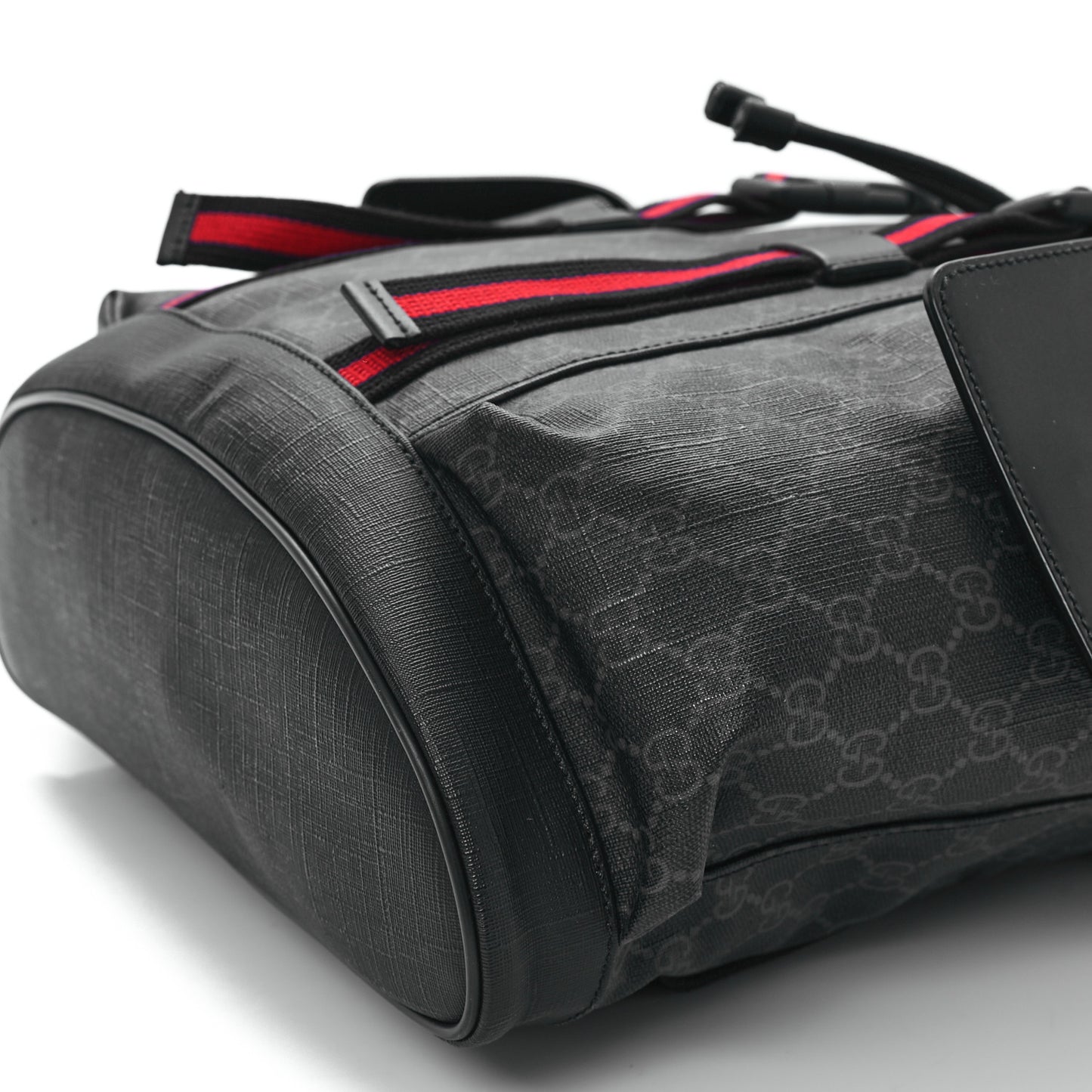 Soft GG Supreme Monogram Calfskin Web Double Buckle Backpack Black