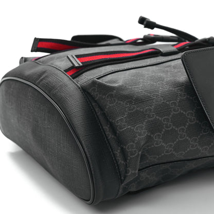 Gucci Soft GG Supreme Monogram Calfskin Web Double Buckle Backpack Black 10 of 11