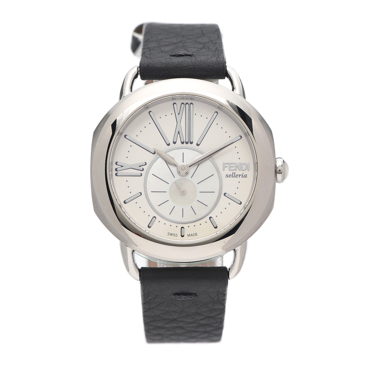 Fendi Stainless Steel Calfskin Mother of Pearl 36mm Selleria Quartz Watch 1 of 5