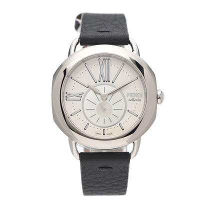 Fendi Stainless Steel Calfskin Mother of Pearl 36mm Selleria Quartz Watch 1 of 5