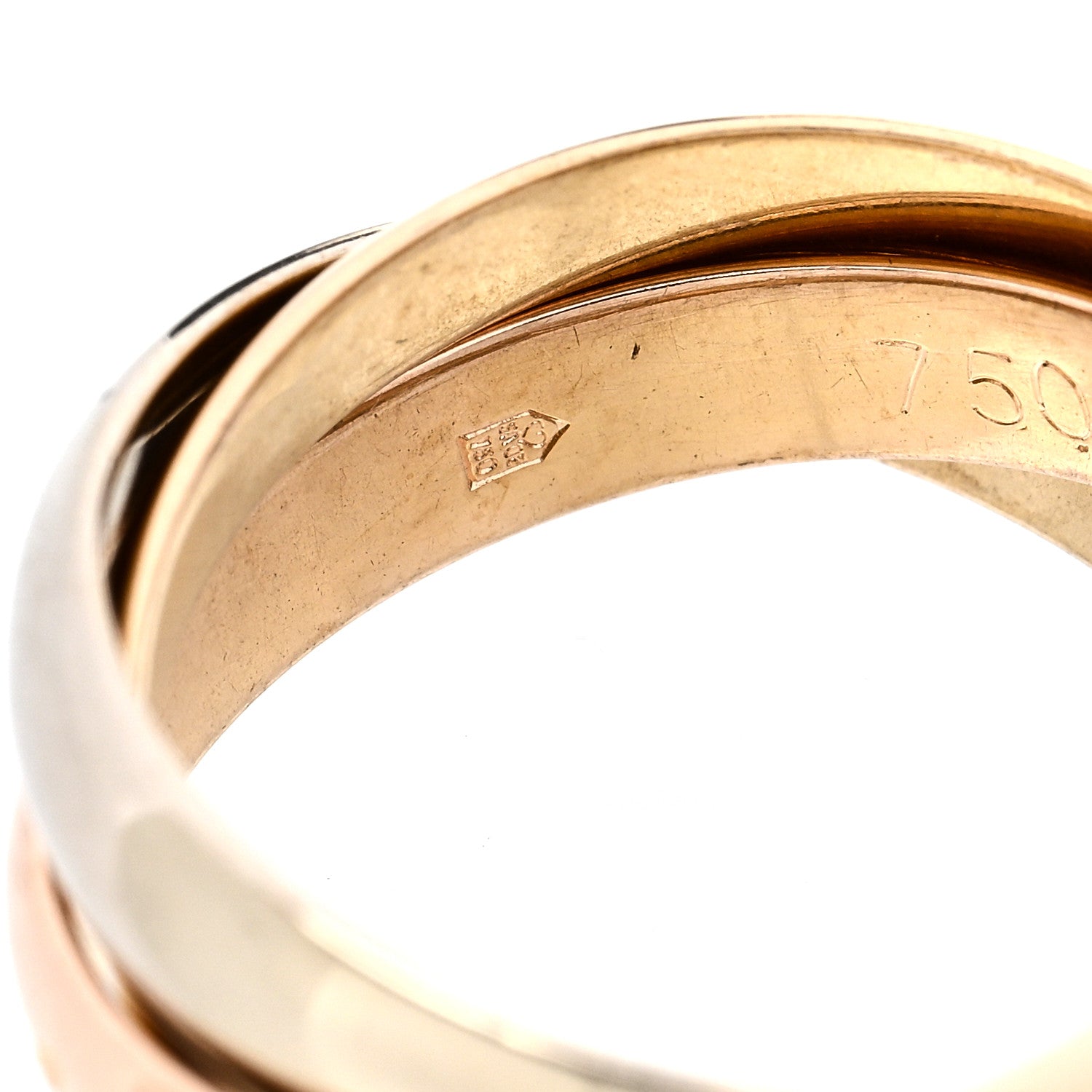 Cartier 18K Pink Yellow White Gold Classic Les Must De Cartier Trinity Ring 49 5 4 of 6