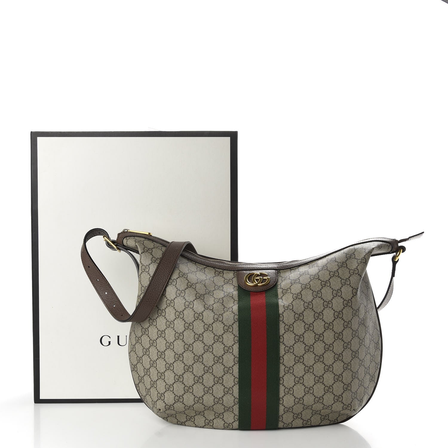 Gucci GG Supreme Monogram Web Ophidia Half Moon Hobo Brown 13 of 13