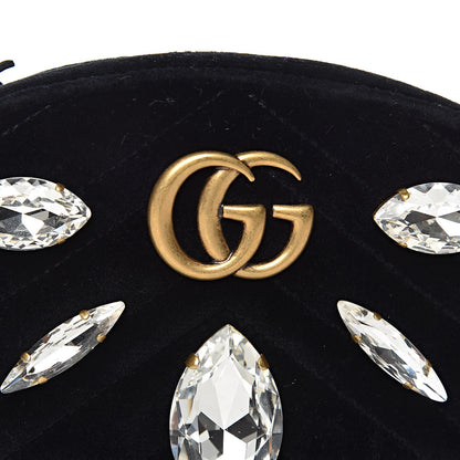 Gucci Velvet Matelasse Marquise Crystals GG Marmont Belt Bag 75 30 Black 8 of 11