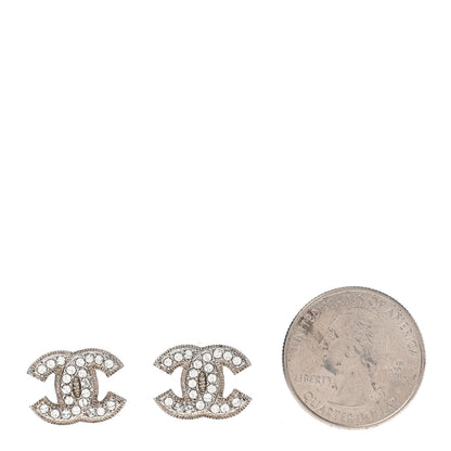 Chanel Crystal Mini Timeless CC Earrings Silver 2 of 4