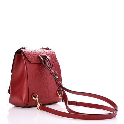 Gucci Guccissima Signature Padlock Backpack Hibiscus Red 3 of 9