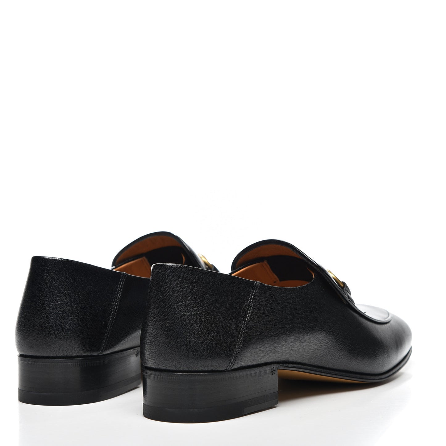 Goatskin Womens Horsebit Mid-Heel Loafers 38.5 Black