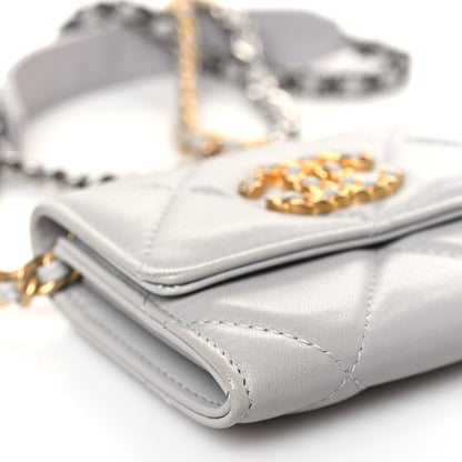 Chanel Lambskin Quilted Chanel 19 Flap Belt Bag Grey 9 of 10