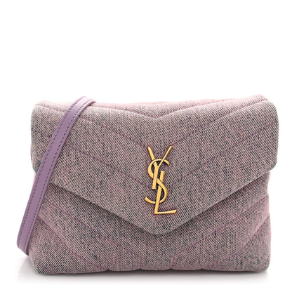 Saint Laurent Denim Y Quilted Monogram Toy Loulou Crossbody Bag Bleached Lilac 1 of 10