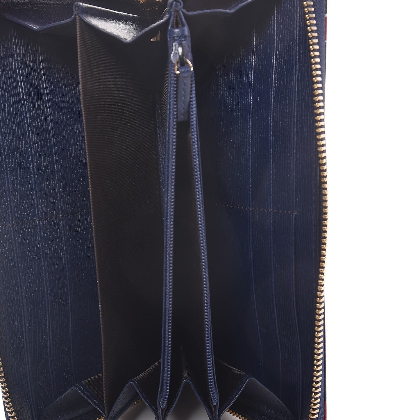 Calfskin Heartbeat Print Zip Around Wallet Blue