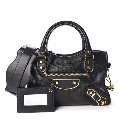 Balenciaga Chevre Gold Metallic Edge Hardware Mini City Black 1 of 10