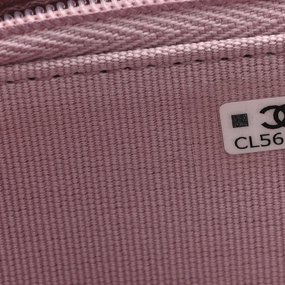 Chanel Lambskin Quilted Pearl Crystal CC Zip Around Coin Purse Wallet Pink 7 of 9