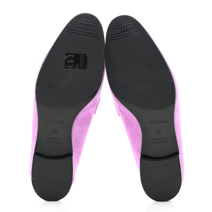 Hermes Suede Goatskin Womens Royal Loafers 38 Violet Parme 5 of 8