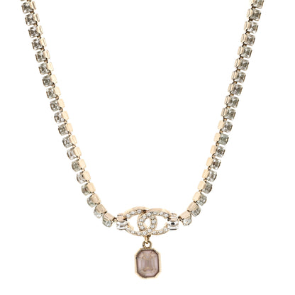 Chanel Crystal CC Pendant Choker Gold Pink 1 of 5