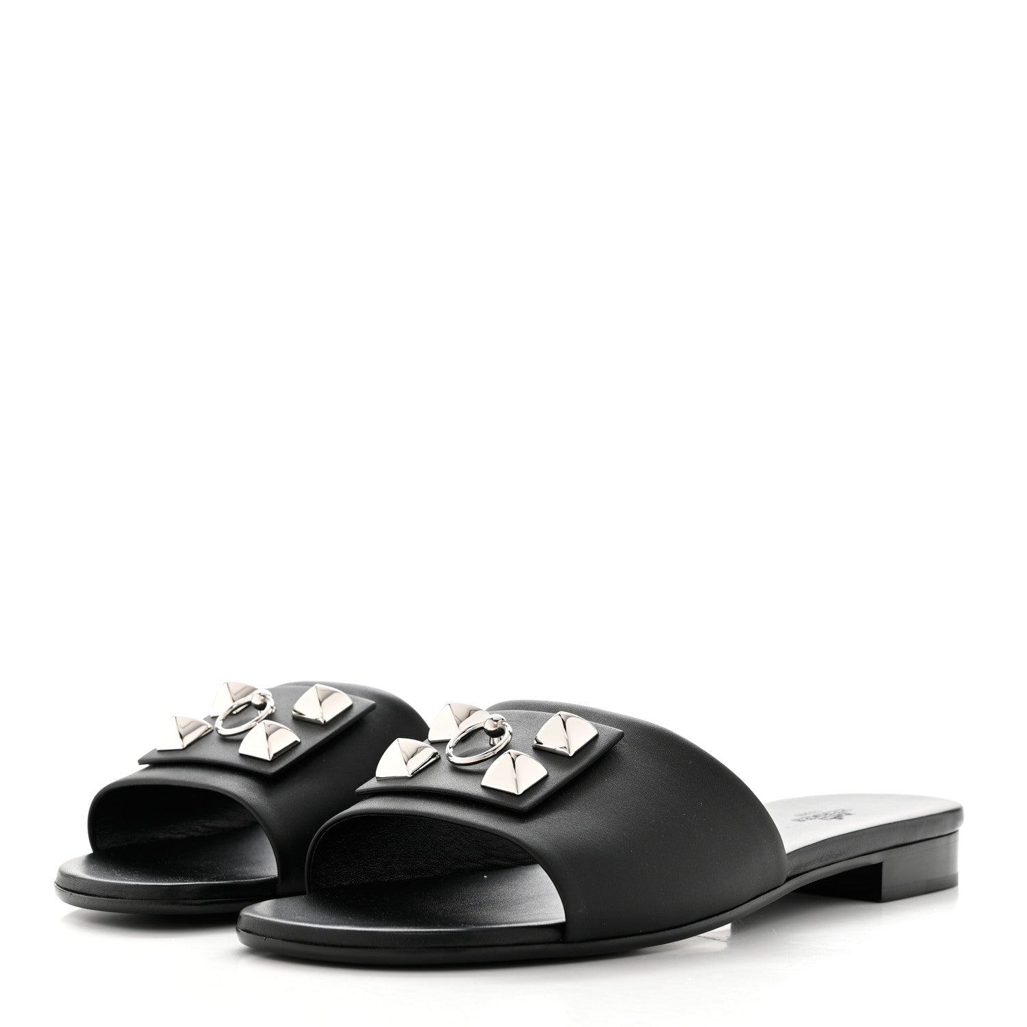 Hermes Calfskin Dune Sandals 40 Black 3 of 9