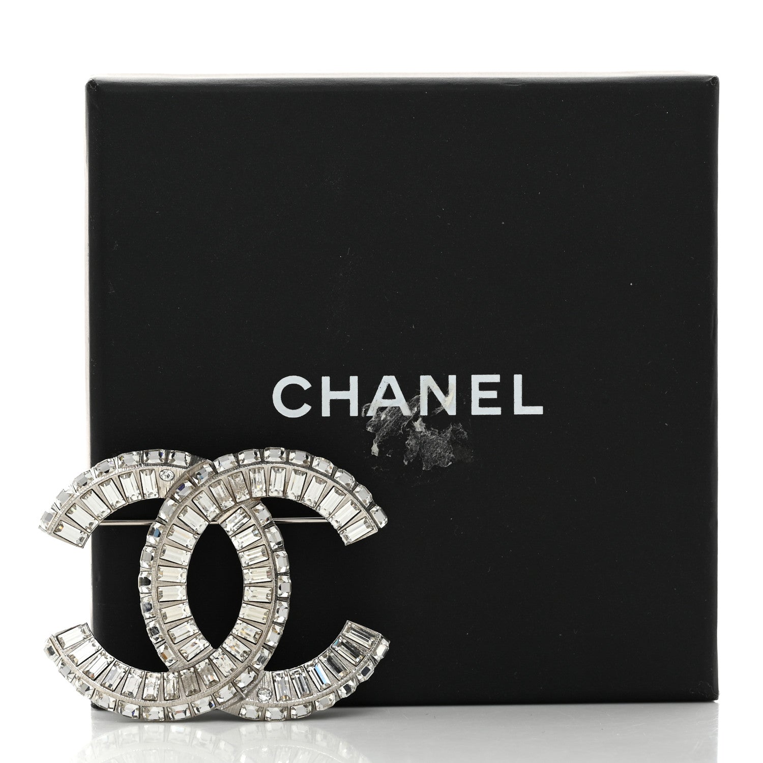 Chanel Baguette Crystal CC Brooch Silver 4 of 4