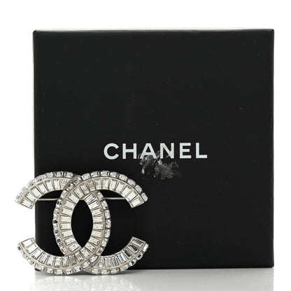 Chanel Baguette Crystal CC Brooch Silver 4 of 4