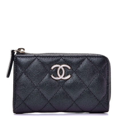 Chanel Iridescent Caviar Quilted Zipped Key Holder Case Black 1 of 9