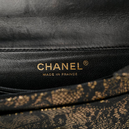 Chanel Metallic Tweed Quilted Clutch Black Gold 6 of 9