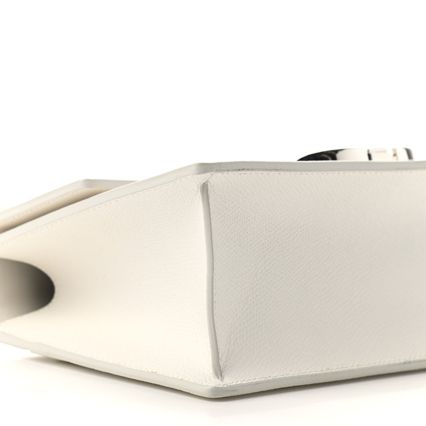 Grained Calfskin 30 Montaigne Chain Flap Bag White