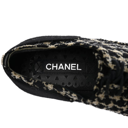 Chanel Tweed Lace Up Platform Oxfords 37 Black Multicolor 7 of 12