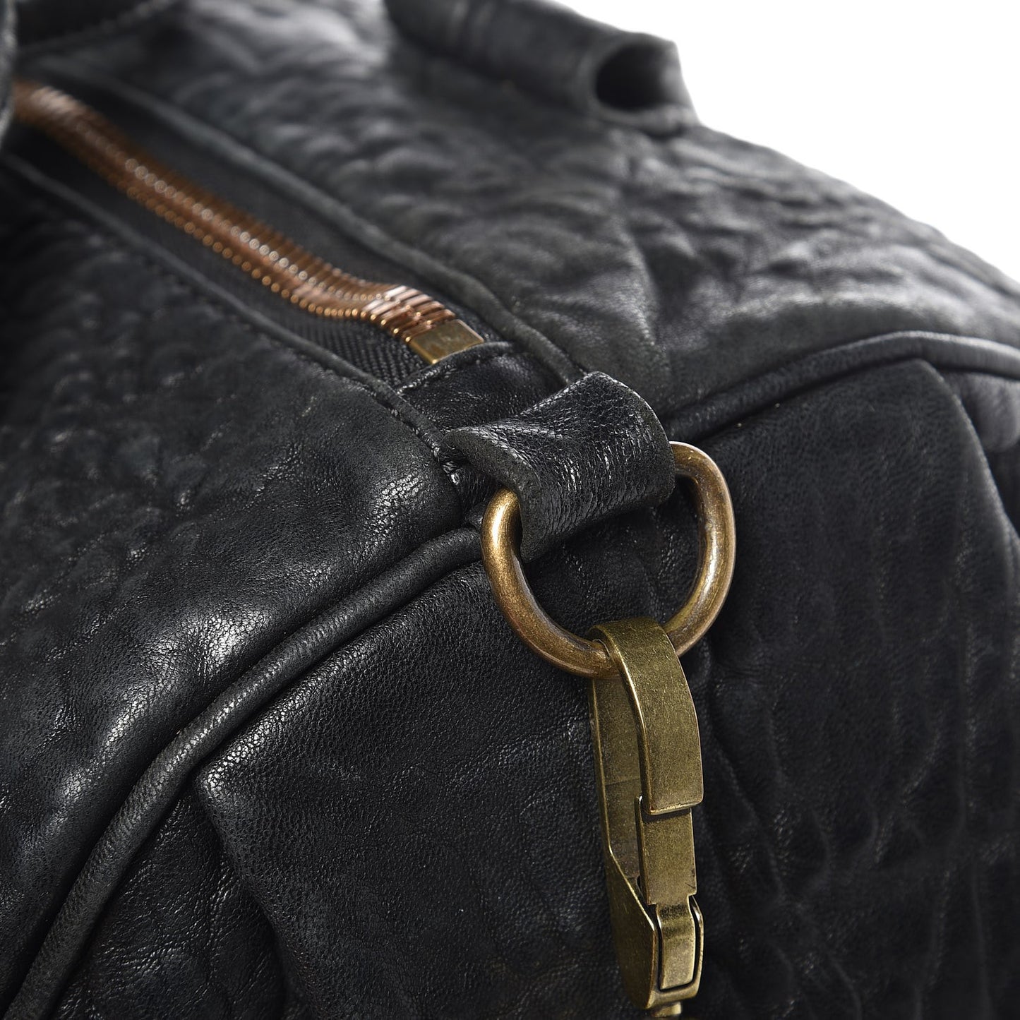 Pebbled Lambskin Rocco Black Antique Brass Hardware