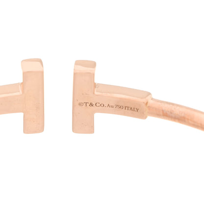 Tiffany 18K Rose Gold Diamond T Wire Bracelet 4 of 4