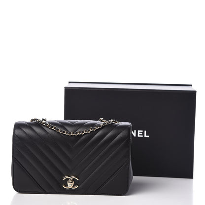 Chanel Calfskin Chevron Quilted Statement Flap Black 11 of 11