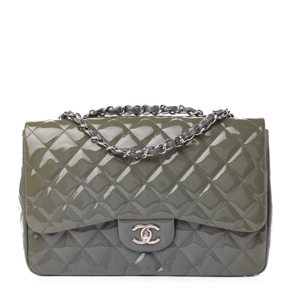 Chanel Patent Quilted Jumbo Single Flap Grey 1 of 12