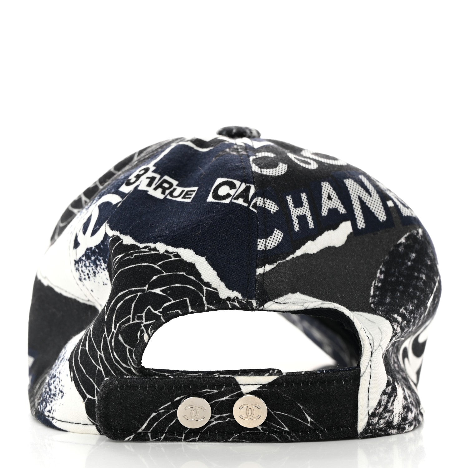 Chanel Cotton Coco Print Cap Hat Navy Black White 6 of 9