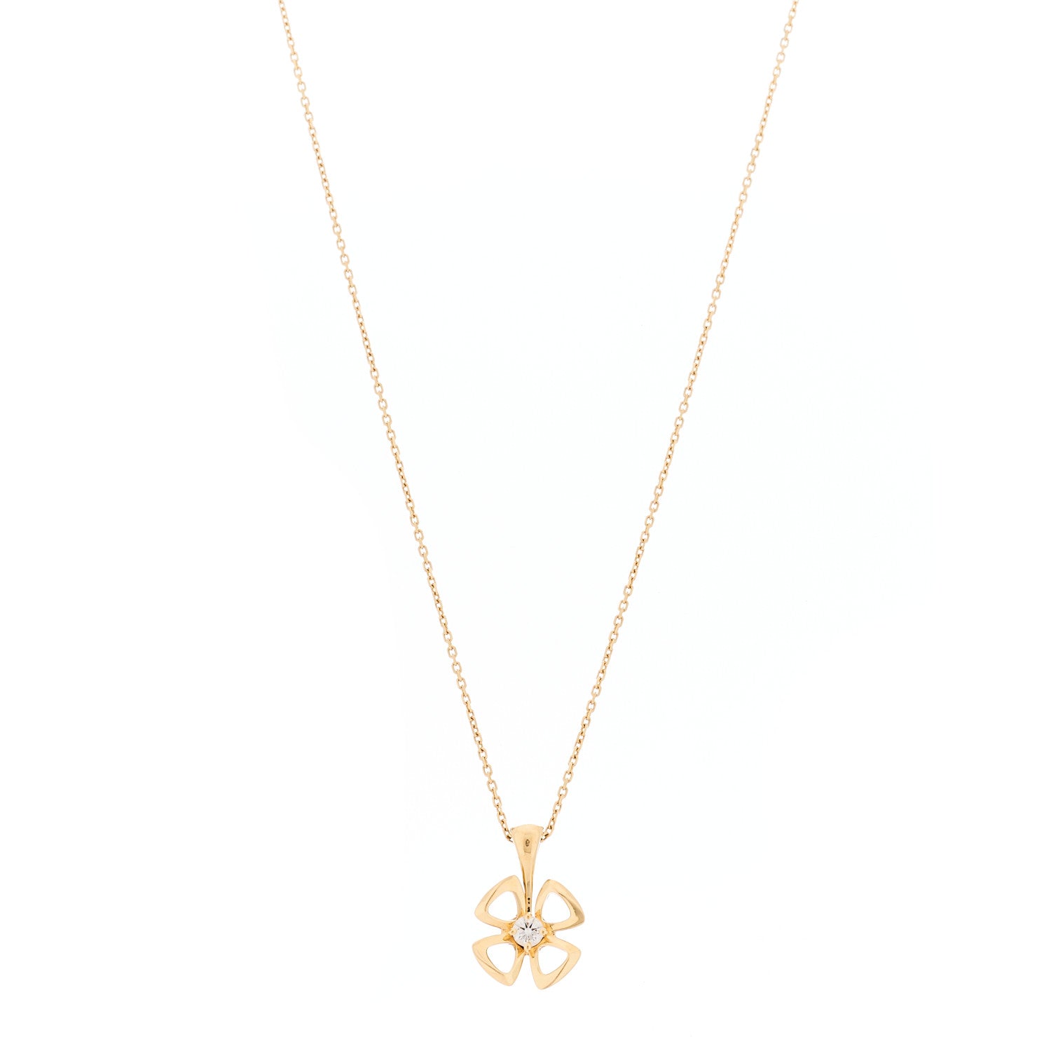 Bulgari 18K Yellow Gold Diamond Fiorever Pendant Necklace 1 of 5