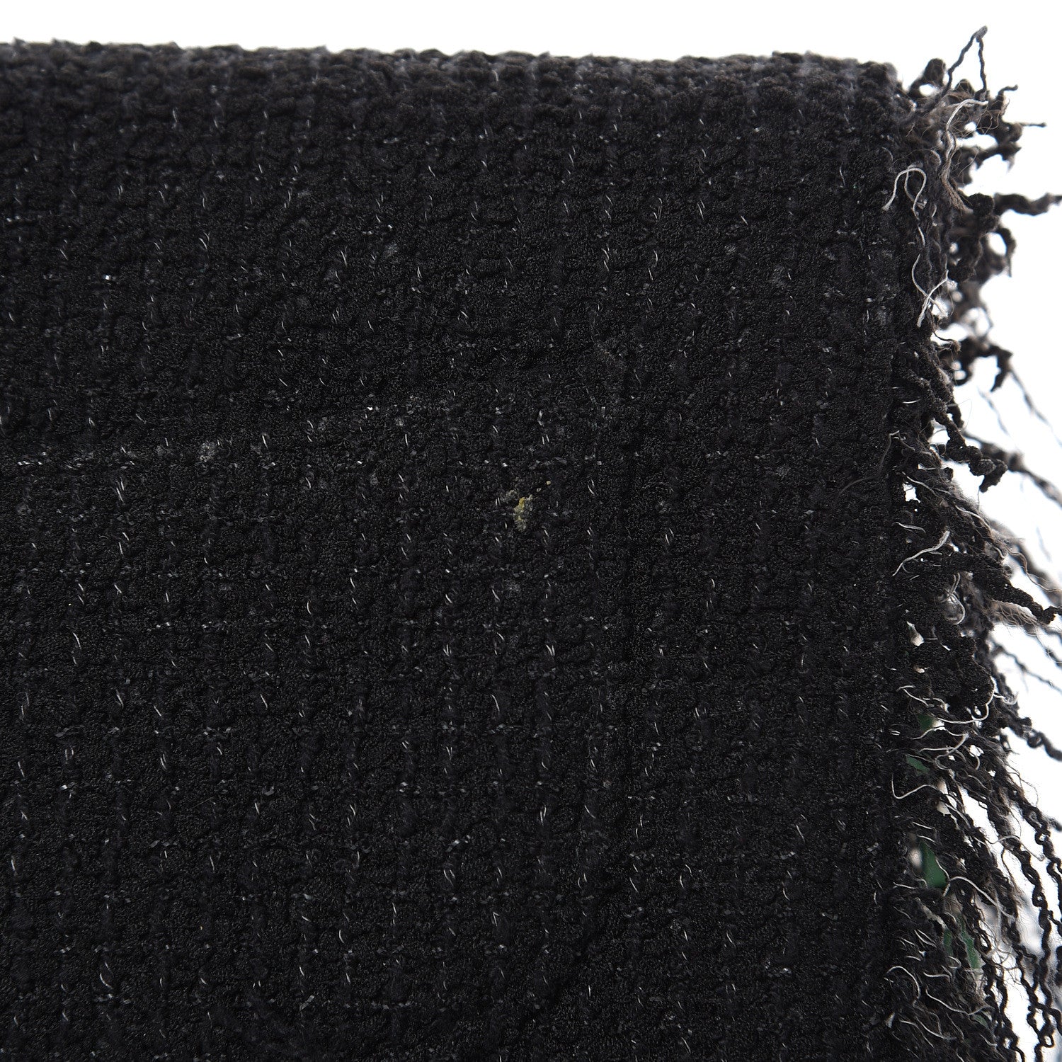 Chanel Tweed Fringe Wallet On Chain WOC Black Green 8 of 11