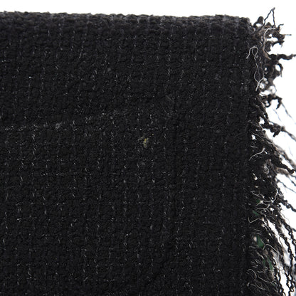 Chanel Tweed Fringe Wallet On Chain WOC Black Green 8 of 11