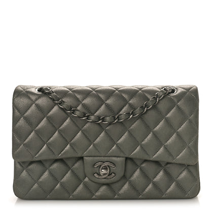 Chanel Iridescent Lambskin Quilted Medium Double Flap Charcoal Grey 1 of 11