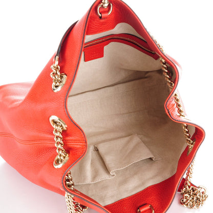 Gucci Pebbled Calfskin Medium Soho Chain Shoulder Bag Sun Orange 5 of 8