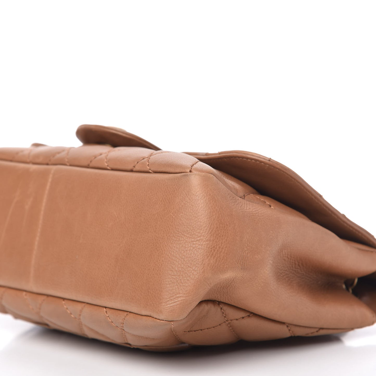 Calfskin Large Blizzard Zip Top Flap Bag Light Brown