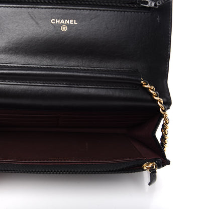 Chanel Lambskin Quilted Wallet On Chain WOC Black 5 of 9