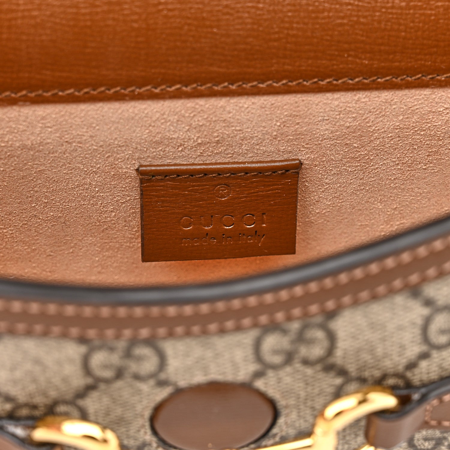 Gucci GG Supreme Monogram Mini Horsebit 1955 Shoulder Bag Beige Brown Sugar 5 of 9