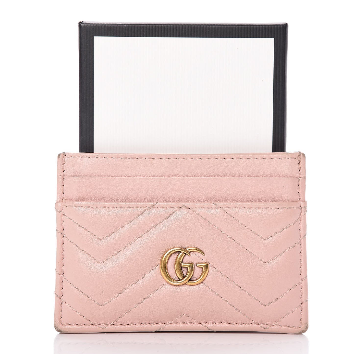 Calfskin Matelasse GG Marmont Card Holder Perfect Pink