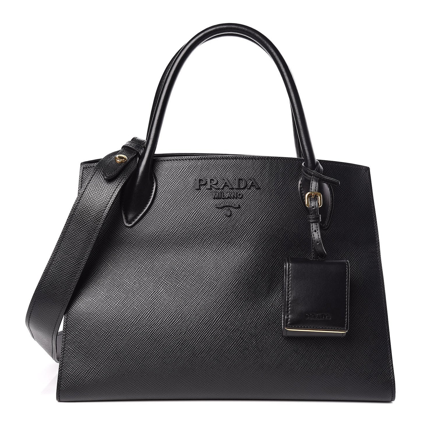 Saffiano Cuir Calfskin Large Monochrome Top Handle Tote Black
