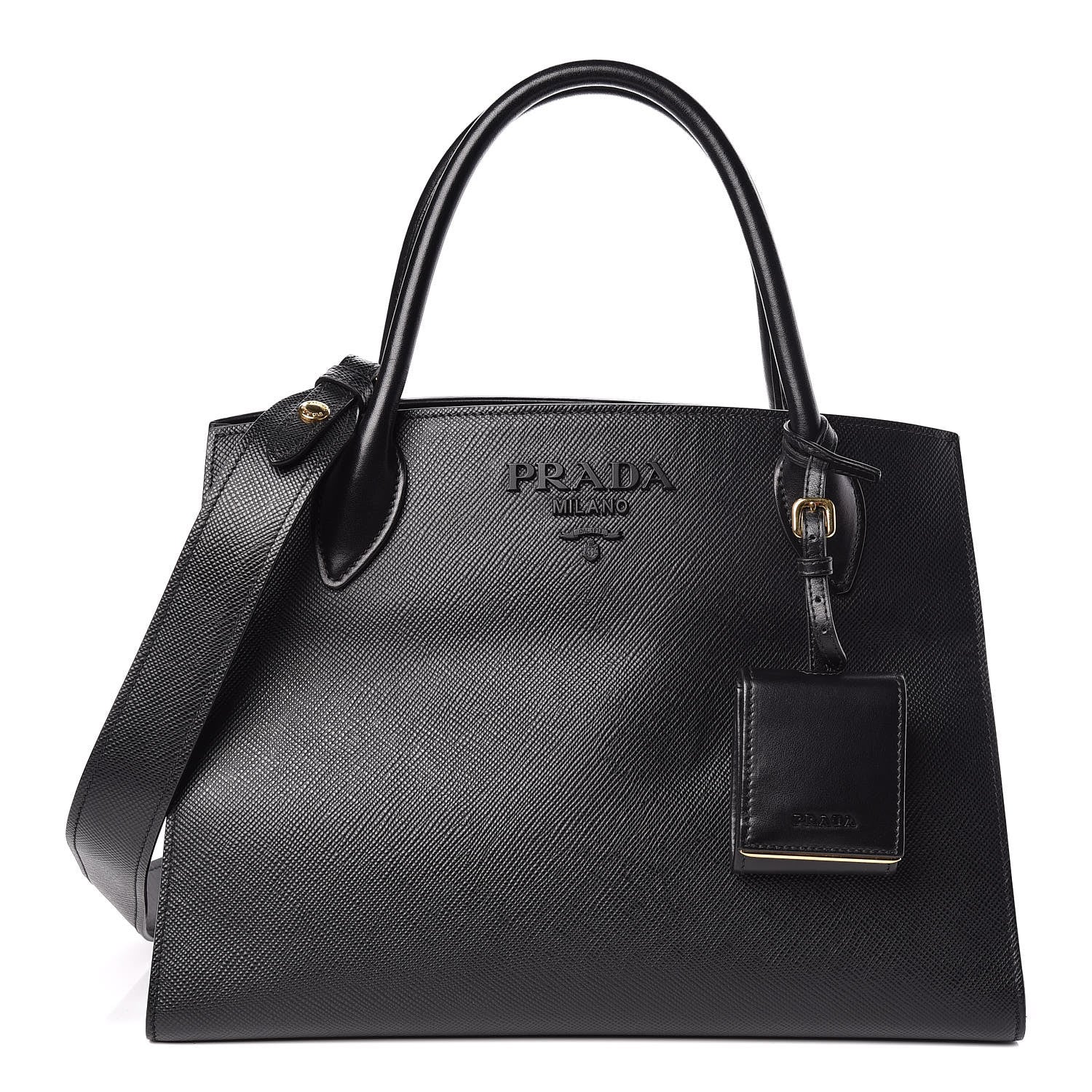 Prada Saffiano Cuir Calfskin Large Monochrome Top Handle Tote Black 1 of 10