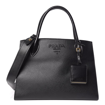 Prada Saffiano Cuir Calfskin Large Monochrome Top Handle Tote Black 1 of 10