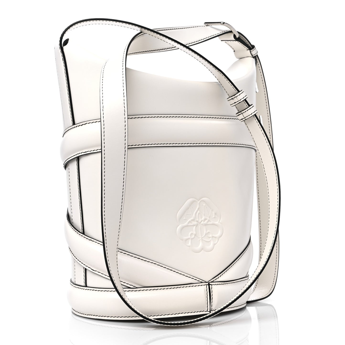 Calfskin Mini Curve Bucket Bag White