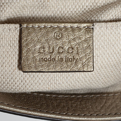 Gucci Metallic Pebbled Calfskin Small Soho Flap Crossbody Golden Beige 6 of 7