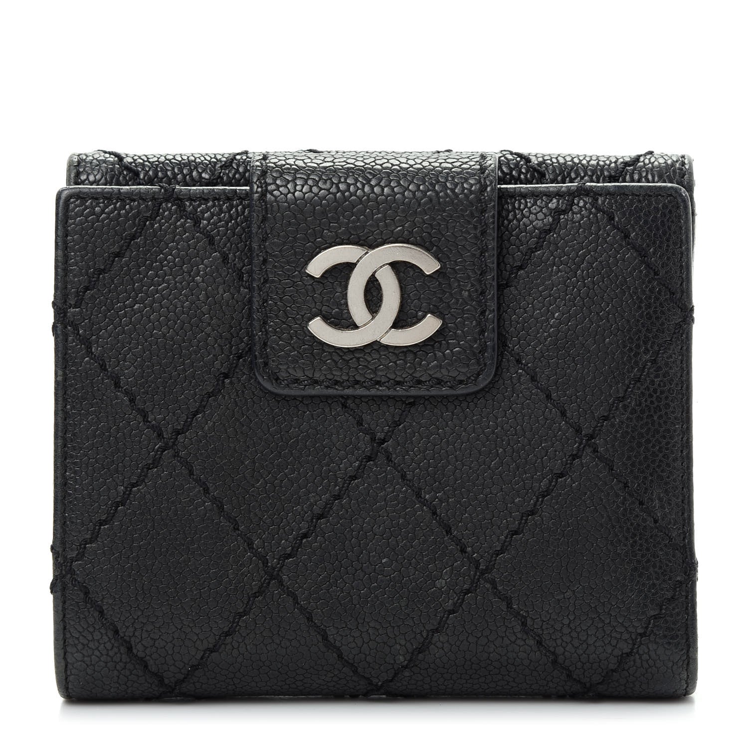 Chanel Caviar Outdoor Ligne French Wallet Black 1 of 9