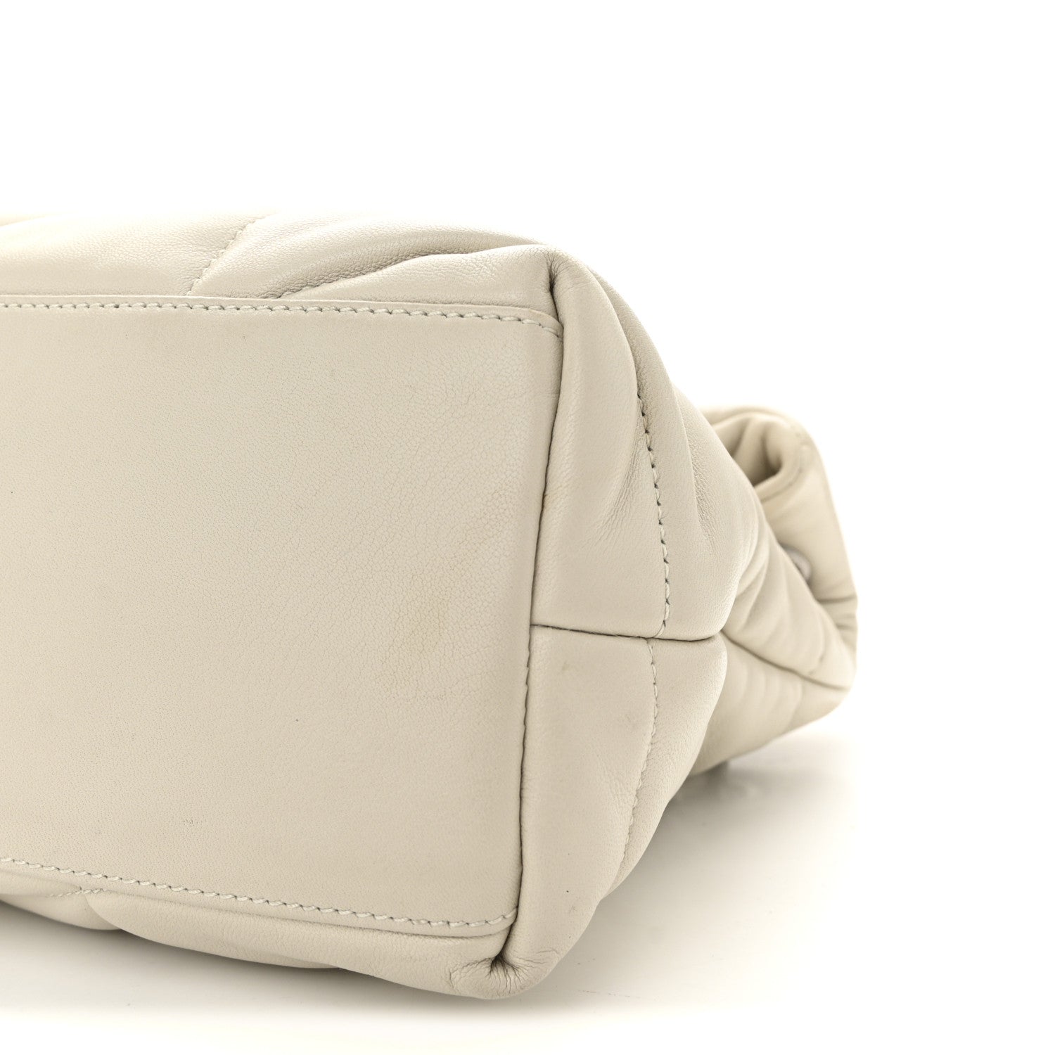 Saint Laurent Lambskin Quilted Small Loulou Puffer Monogram Chain Satchel Blanc Vintage 9 of 9